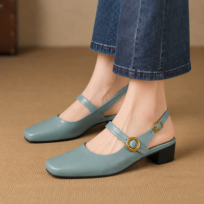 Kelor Genuine Leather Mary Jane Slingbacks
