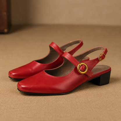 Kelor Genuine Leather Mary Jane Slingbacks