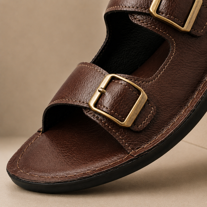 Eron Dual-Strap Genuine Leather Sandals